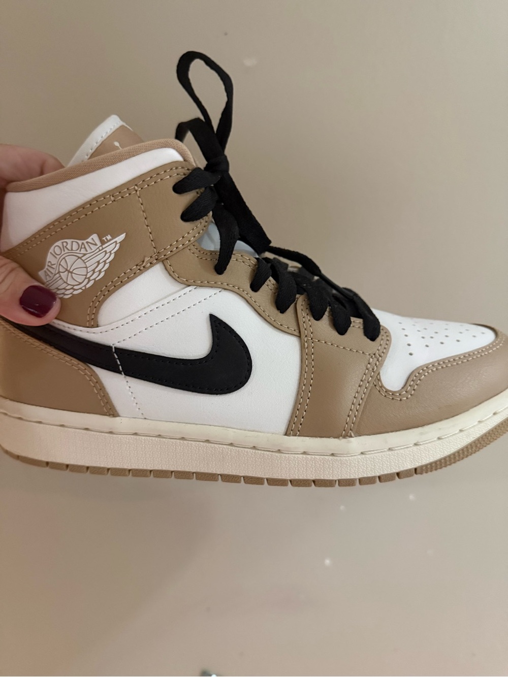 Jordan Women's High-Top Sneaker - White, Tan & Black